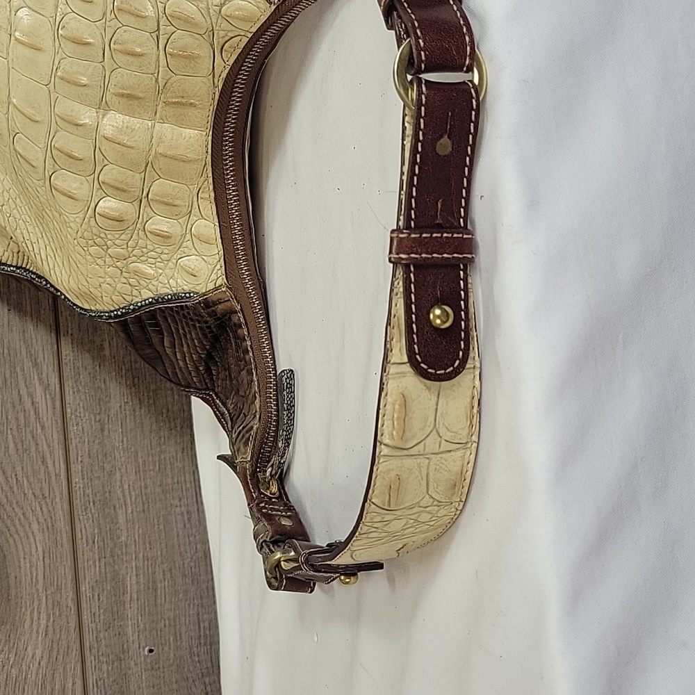 Brahmin  Color Block Croc Embossed Leather Hobo Shoulder Bag - Picture 4 of 14